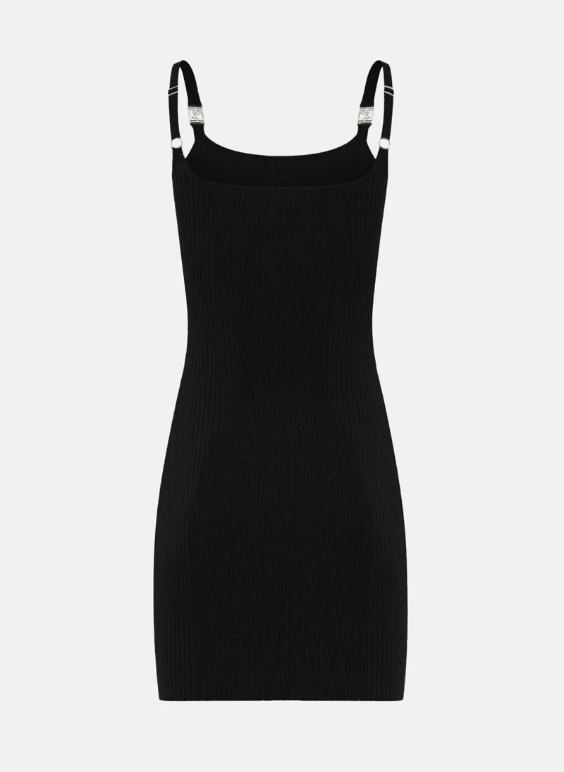 Lichi  Mini ribbed dress with strap decoration for Women | Best Price UAE